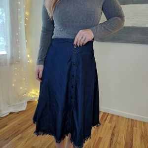 Rustic Summer Knee Length Jean Skirt